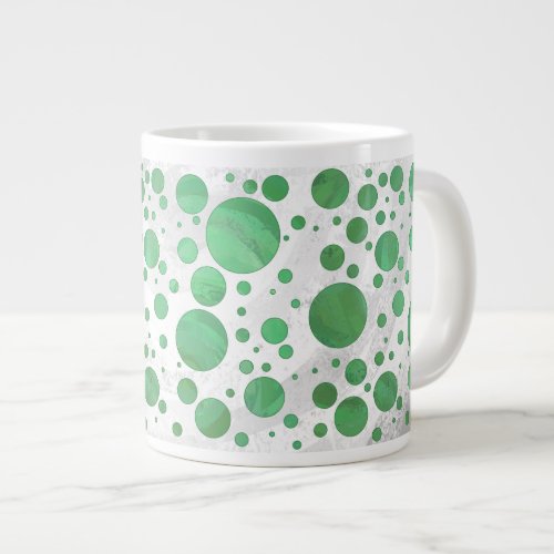 Emerald Cream Polka Dot Giant Coffee Mug