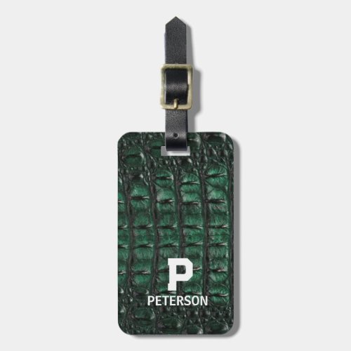 Emerald Crocodile Leather Luxury Exotic Skin Luggage Tag