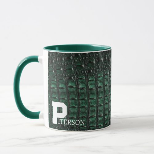 Emerald Crocodile Leather Luxury Exotic Skin Mug
