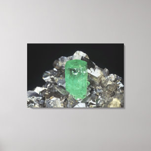 Emerald crystal in Calcite, Colombia, South Americ Canvas Print