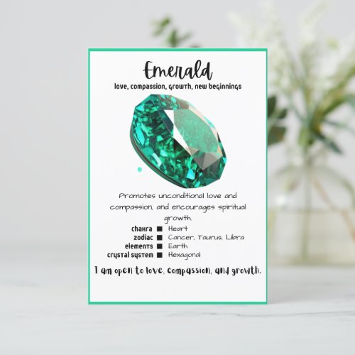 Emerald Crystal Meaning Card