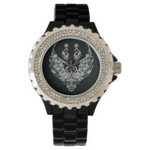 Emerald Crystal Swans   Luxury Jewelry Watch