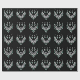 Emerald Crystal Swans Luxury Jewelry Wrapping Paper