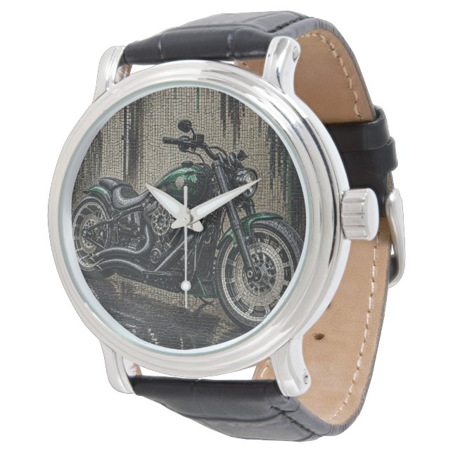 Emerald Custom Cruiser – 3D Micro Mosaic Watch (Angled)
