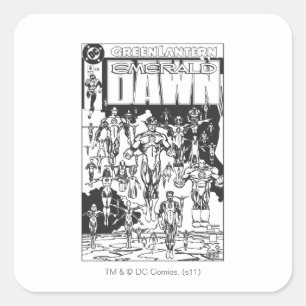 Emerald Dawn Cover, Black and White Square Sticker
