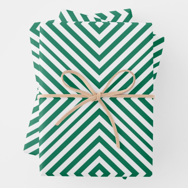 Emerald Diamond Chevron Wrapping Paper Sheets (In situ)