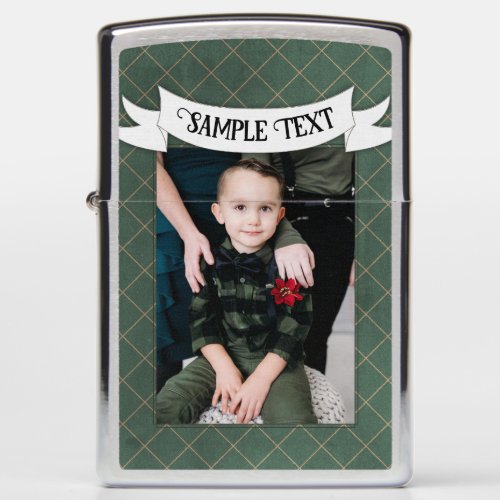 Emerald Diamond Custom Photo Design with Banner Zippo Lighter