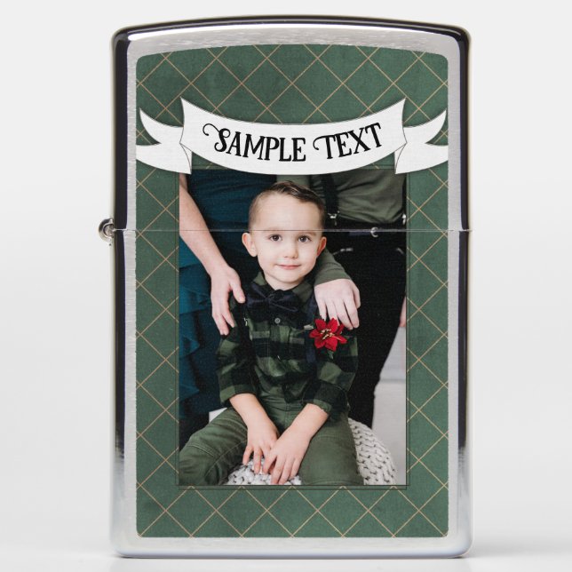 Emerald Diamond Custom Photo Design with Banner Zippo Lighter (Front)