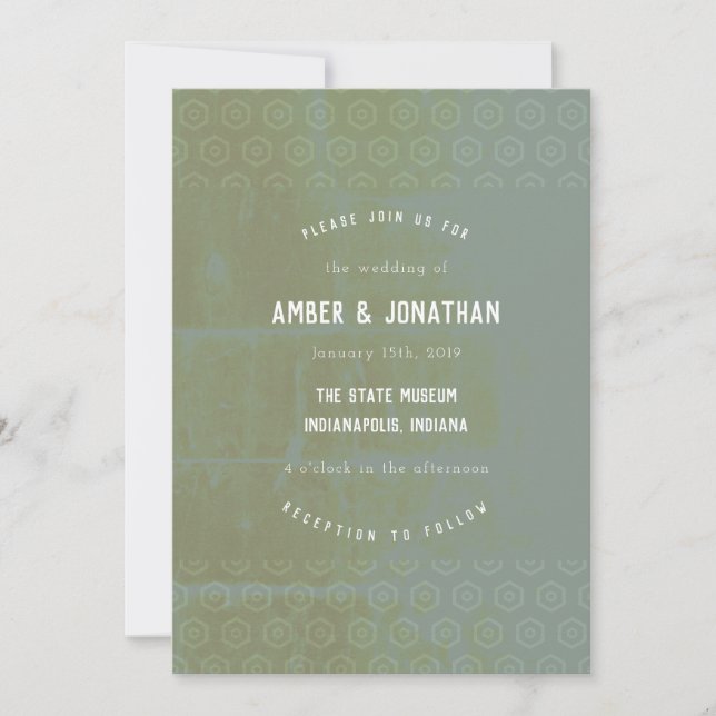 Emerald Distressed Elegance Wedding Invitation (Front)