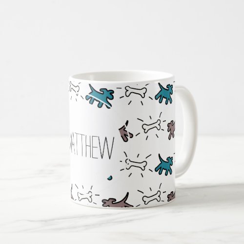 Emerald Dog Bone Graffiti Style Personalized Mug