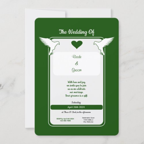Emerald Dove Wedding Invitation