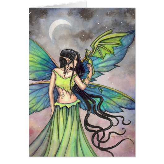 Emerald Dragon Fantasy Fairy Art Cards (Front)