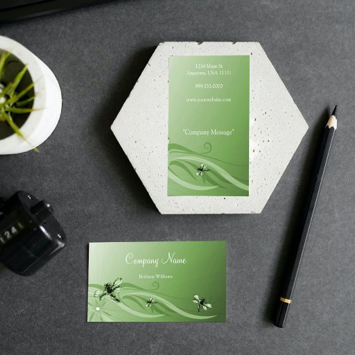 Customizable Emerald Dragonflies Business Card