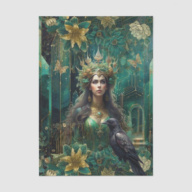 Emerald Dreams Fantasy Forest Queen Decoupage Tissue Paper (Front)