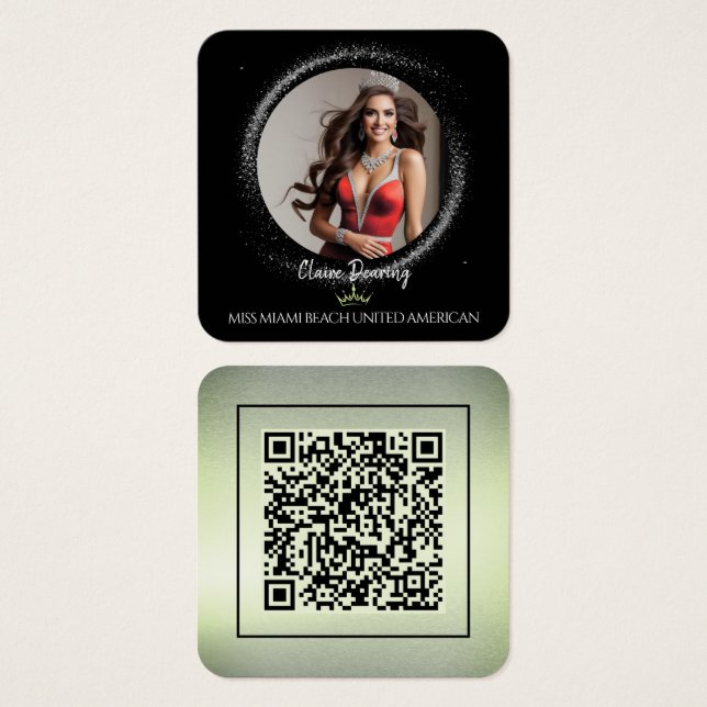 Emerald Dust QR Code Photo Profile Card (Front & Back)