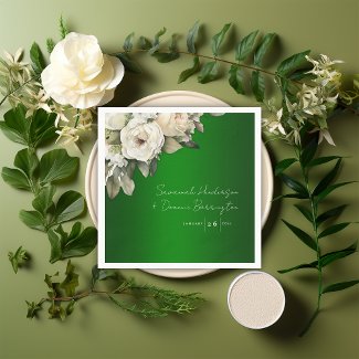 Emerald Elegance and White Rose Bouquet Wedding 