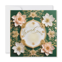 Emerald Elegance Floral Thank You Card