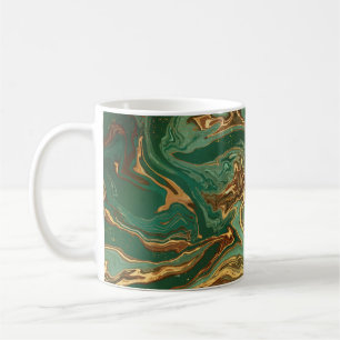 Emerald Elegance: Gold Marble Luxury Coffee Mug