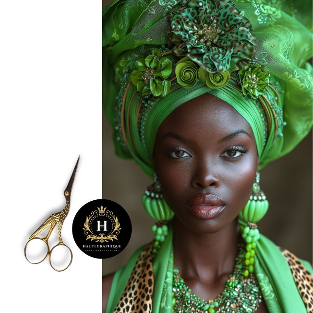 Emerald Elegance Green Floral Headdress Decoupage Tissue Paper (Creator Uploaded)