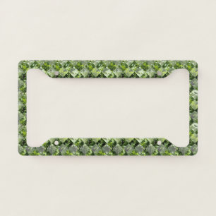 Emerald Elegance: Green Leaves in Diamond Cut, License Plate Frame