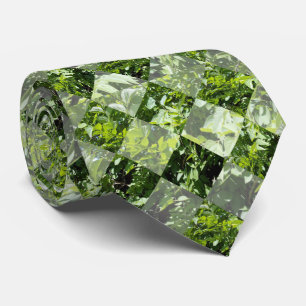 Emerald Elegance: Green Leaves in Diamond Cut, Neck Tie