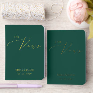 Emerald Elegant Calligraphy Script His and Hers Foil Vow Books