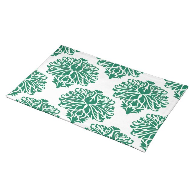 Emerald Elegant Damask Placemat (On Table)