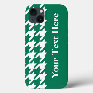 Emerald Elegant Houndstooth with custom text iPhone 13 Case