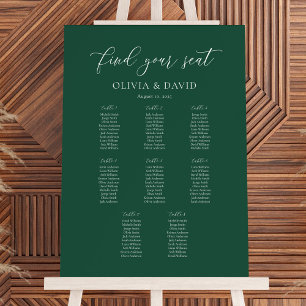 Emerald Elegant Script 8 table Seating Chart Foam Board