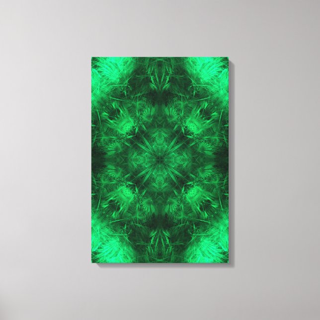 Emerald Energy Mandala Fractal Art Canvas Print (Front)