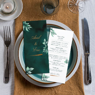 Emerald Eucalyptus Script Font Wedding Program