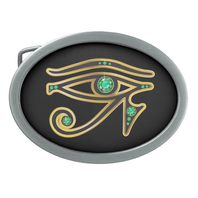 Emerald Eye of Ra in Gold Belt Buckle (Front)