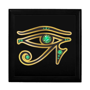 Emerald Eye of Ra in Gold Jewelry Box
