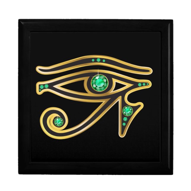 Emerald Eye of Ra in Gold Jewelry Box (Front)