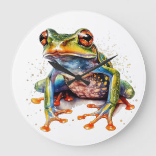 Emerald Eye Rainforest Frog Large Clock