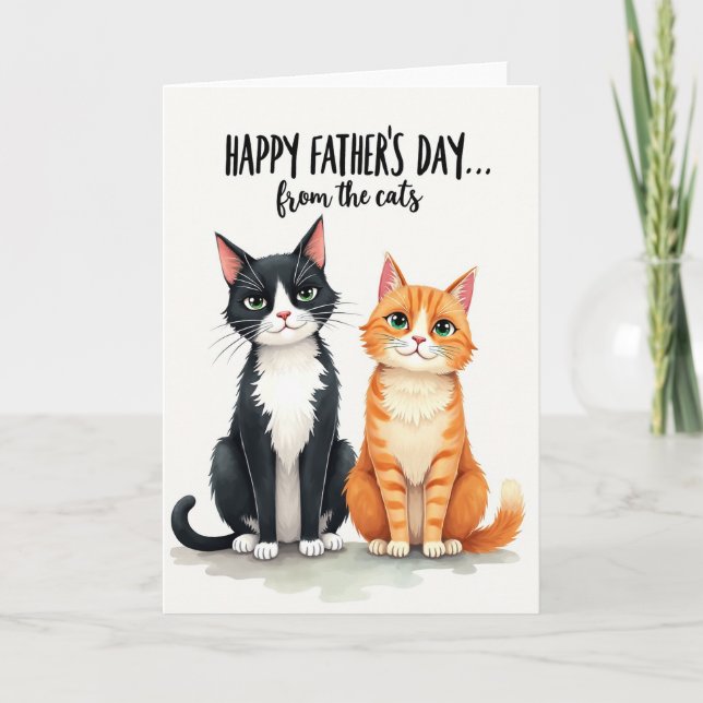 Emerald Eyed Cats Fathers Day Card (Front)