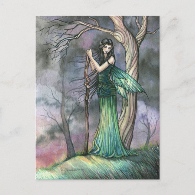 Emerald Fae Fantasy Fairy Postcard (Front)