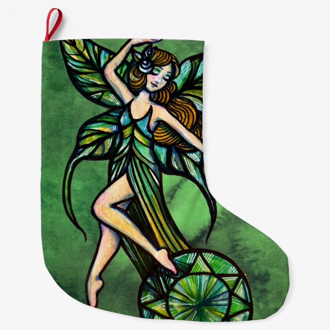 Emerald Fairy                                      Large Christmas Stocking (Front)