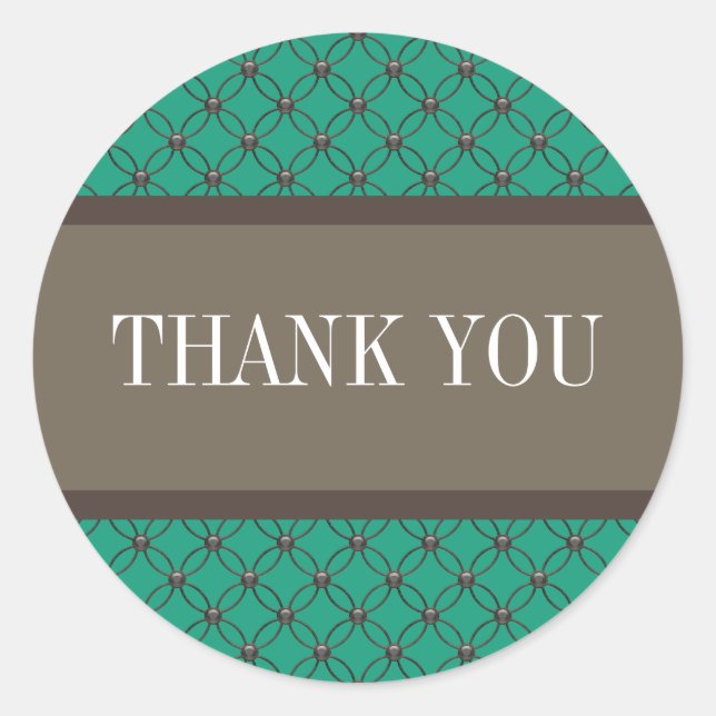 Emerald Fancy Lattice Thank You Stickers (Front)