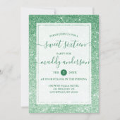 Emerald Faux Glitter Elegant Sweet 16 Birthday Invitation (Front)