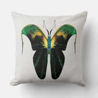 Emerald Flame Butterfly – Surreal Nature Form Throw Pillow