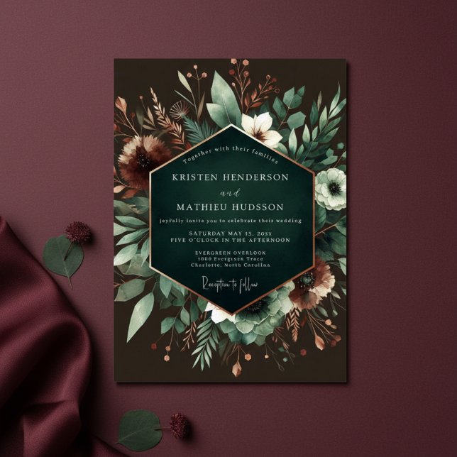 Emerald Floral Bloom Wedding Invitation (Creator Uploaded)