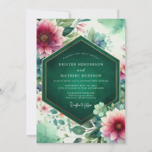 Emerald Floral Bloom Wedding Invitation