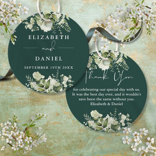 Emerald Floral Greenery Thank You Wedding Favor Tags