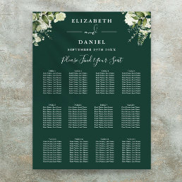 Emerald Floral Greenery Wedding Seating Chart