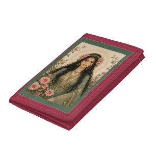Emerald Floral Lady Fleece Blanket Persian Pink Trifold Wallet