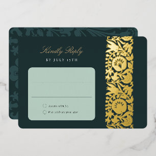 Emerald Floral RSVP Card