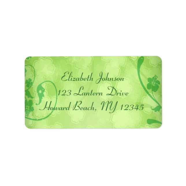 Emerald Floral Shamrocks Address Label (Front)