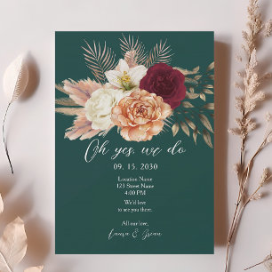 Emerald Floral Wedding Reception Invite