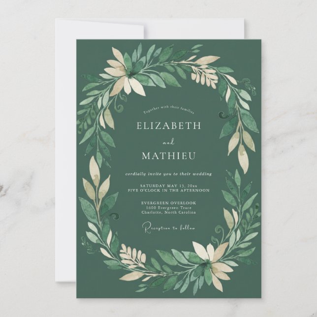 Emerald Foliage Eucalyptus Wedding Invitation (Front)